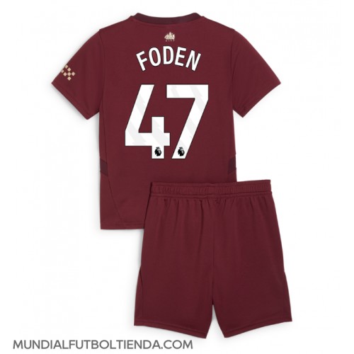 Camiseta Manchester City Phil Foden #47 Tercera Equipación Replica 2024-25 para niños mangas cortas (+ Pantalones cortos)